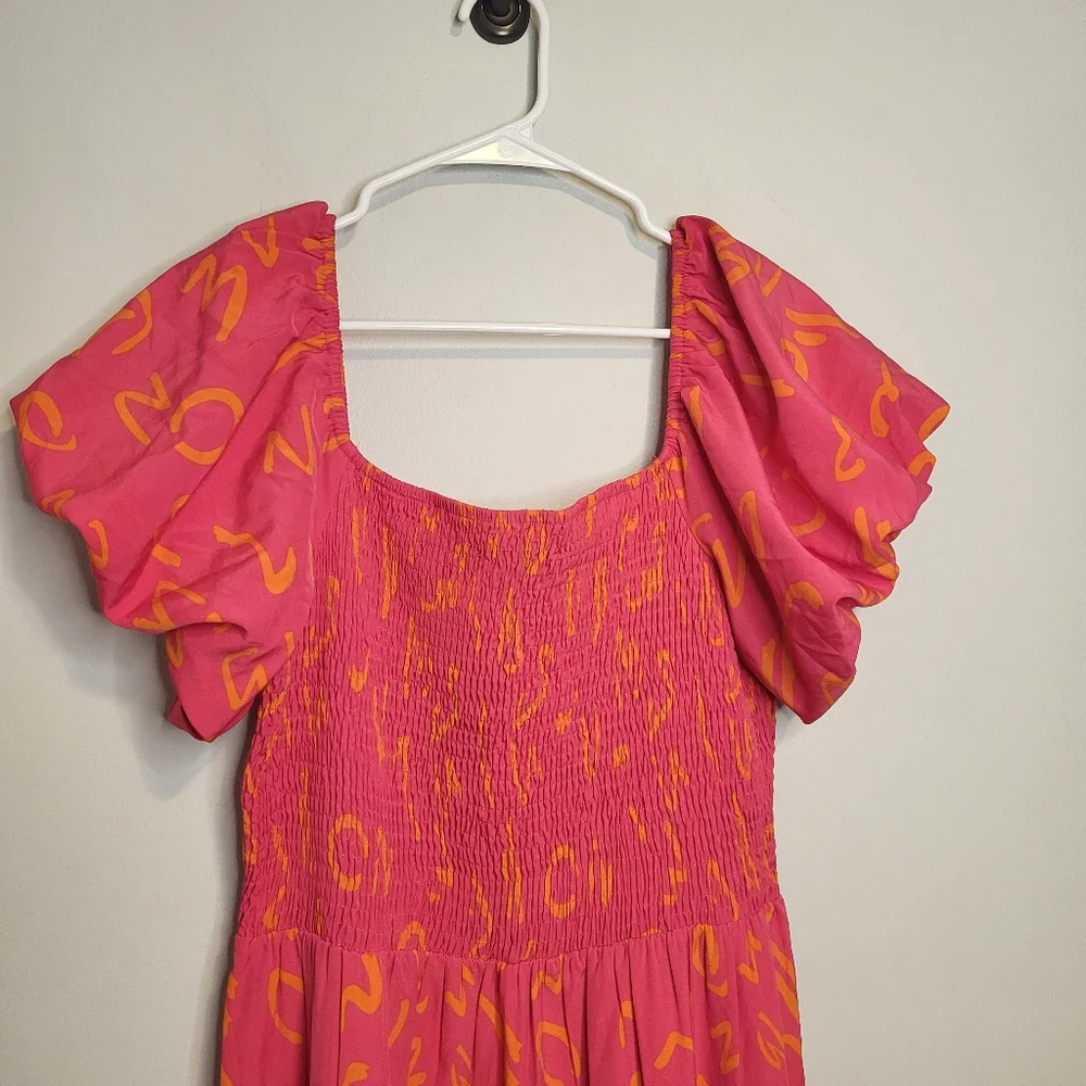 Pretty Garden New With Tags Orange & Fuchsia Floral Maxi Dress Pullover L–XL - Picture 2 of 12